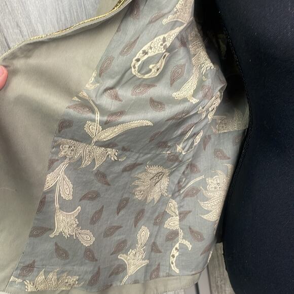 Chico's olive green fully lined beaded embellished open front jacket women's 1 - Picture 5 of 15